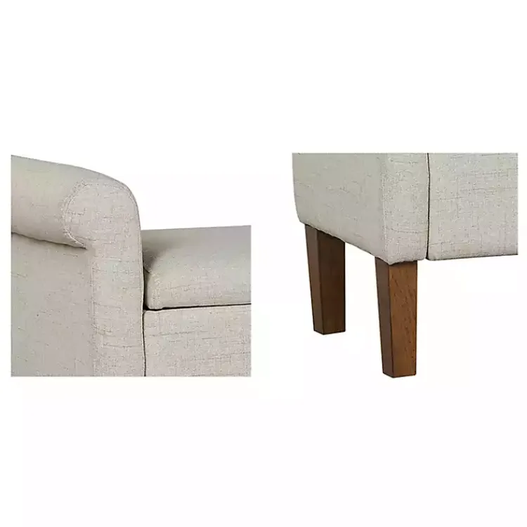 Benches & Ottomans-Kirklands Home Natural Upholstered Aubrey Storage Bench Ivory