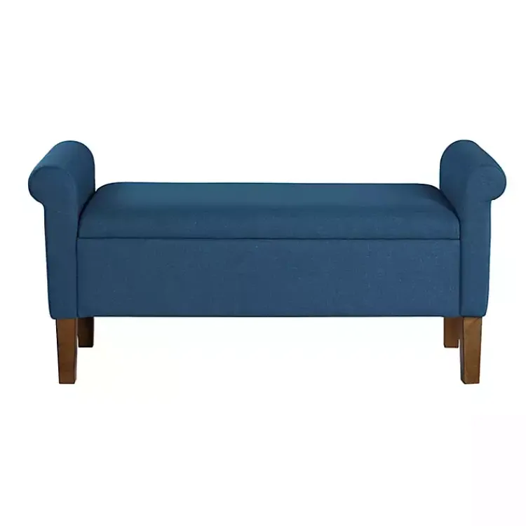 Benches & Ottomans-Kirklands Home Upholstered Aubrey Storage Bench Blue