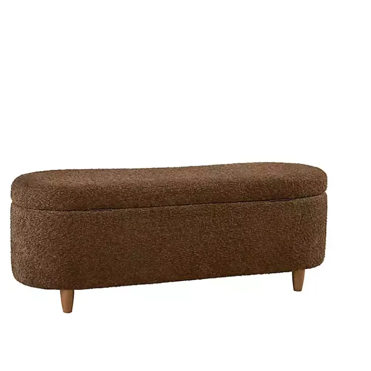 Benches & Ottomans-Kirklands Home Boucle Flip-Top Storage Bench Brown