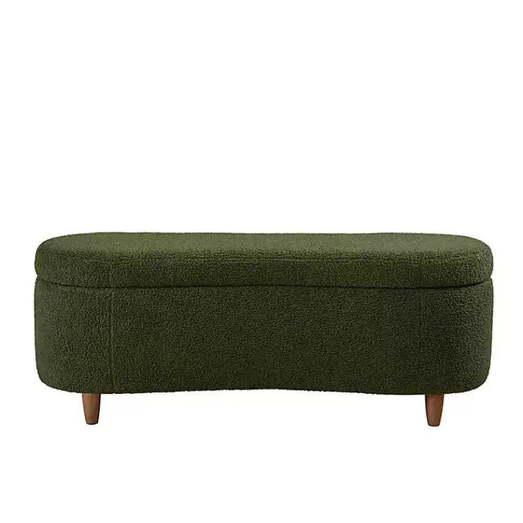 Benches & Ottomans-Kirklands Home Boucle Flip-Top Storage Bench Green