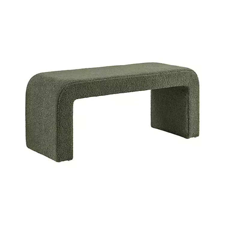 Benches & Ottomans-Kirklands Home Boucle Waterfall Bench Green