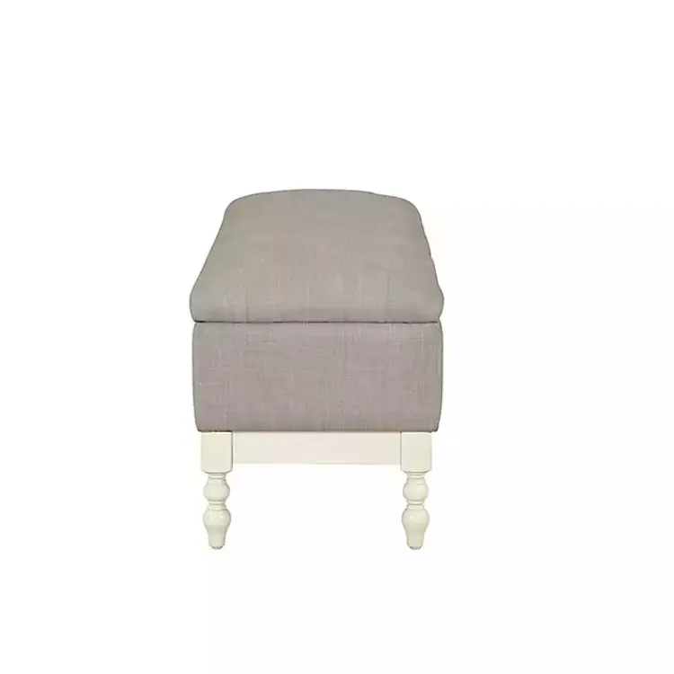 Benches & Ottomans-Kirklands Home Beckett White and Tufted Storage Bench Gray