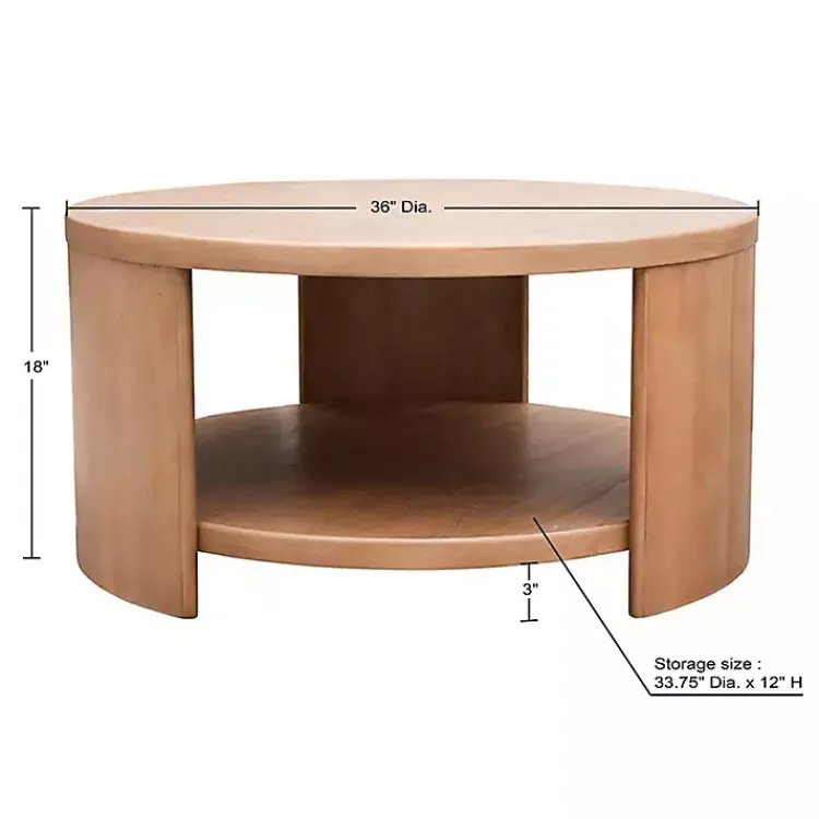 Coffee Tables-Kirklands Home Natural Skye Round Coffee Table Tan