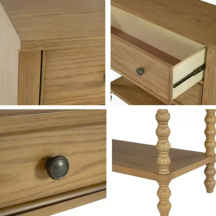 Cabinets & Sideboards-Kirklands Home Wood Turned Legs 2-Drawer Chest Tan