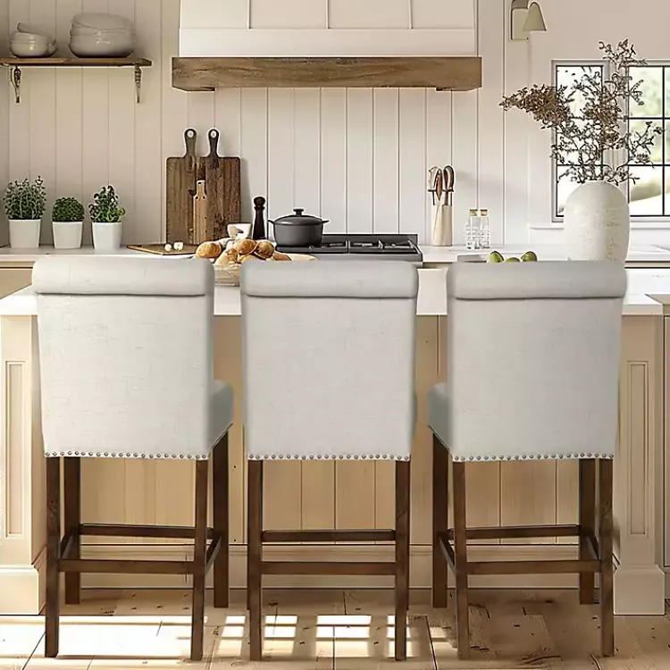 Bar Stools & Counter Height Stools-Kirklands Home Aubrey Natural Upholstered 2-pc. Counter Stool Set Tan