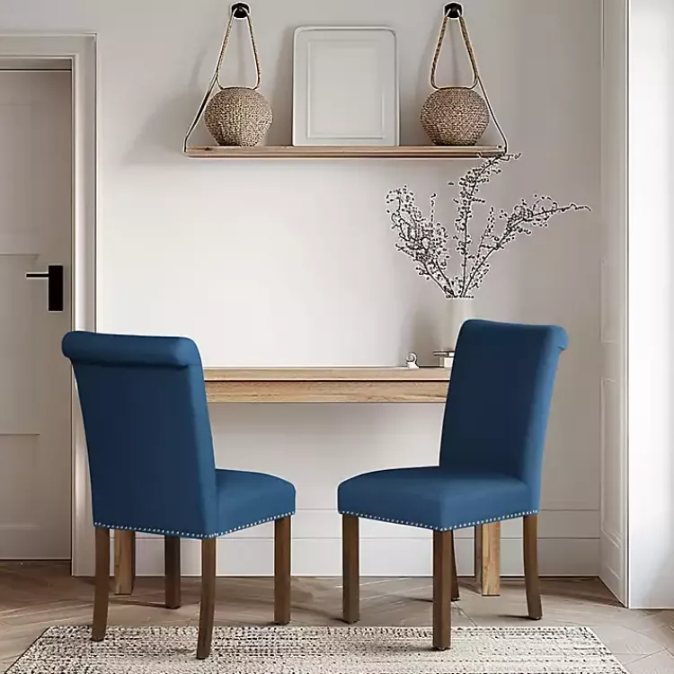 Dining Chairs-Kirklands Home Aubrey Navy Upholstered 2-pc. Dining Chair Set Blue