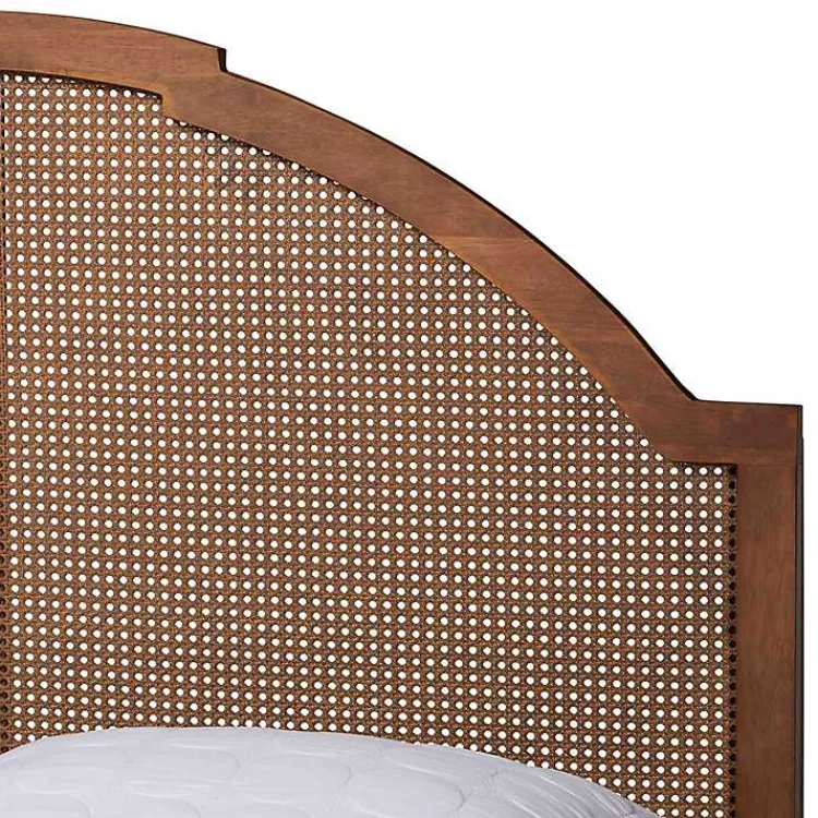 Beds & Headboards-Kirklands Home Walnut Rattan Kelly Queen Platform Bed Brown