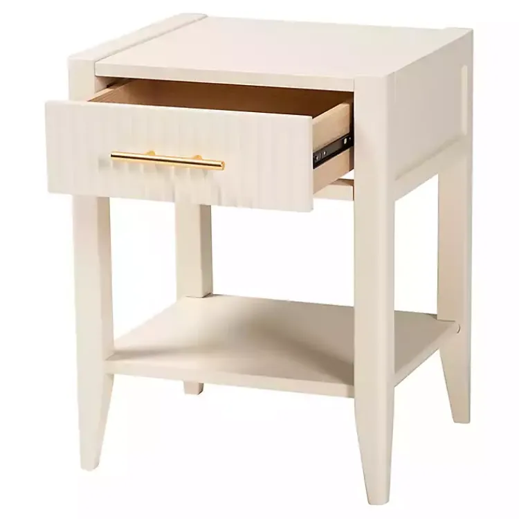 Dressers & Chests-Kirklands Home James Mid-Century 1-Drawer Nightstand Ivory