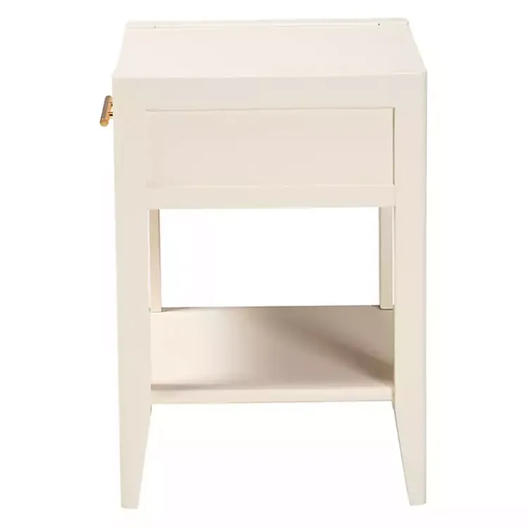 Dressers & Chests-Kirklands Home James Mid-Century 1-Drawer Nightstand Ivory