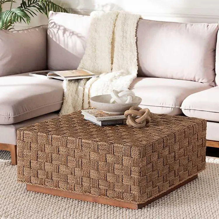 Coffee Tables-Kirklands Home Seagrass Wrapped Coffee Table Brown