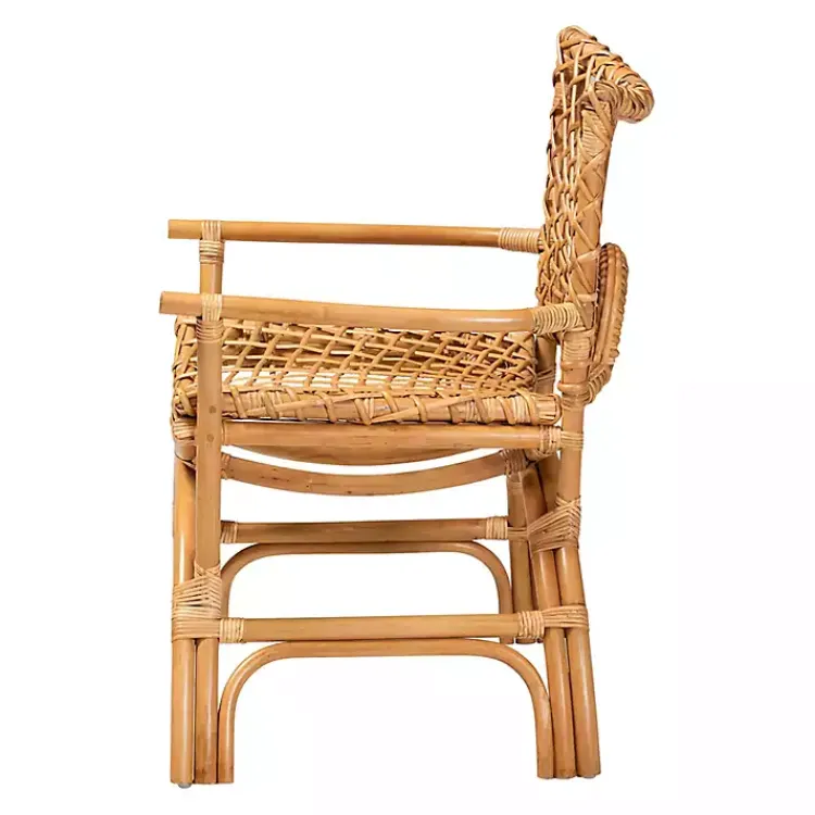 Accent Chairs-Kirklands Home Curved Natural Rat Woven Accent Chair Tan