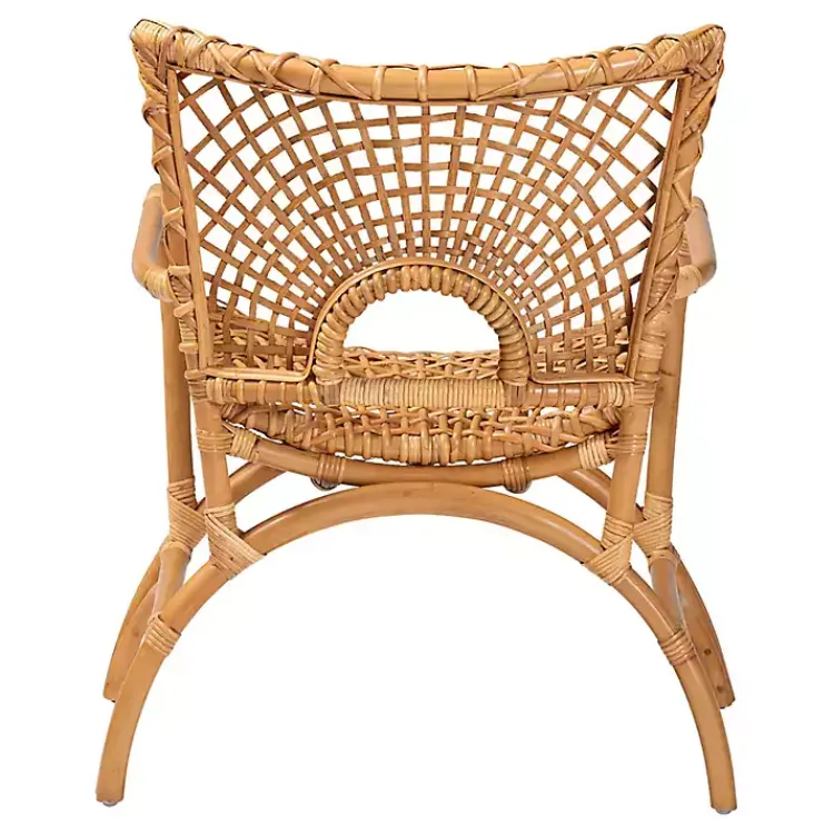 Accent Chairs-Kirklands Home Curved Natural Rat Woven Accent Chair Tan