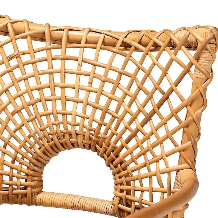 Accent Chairs-Kirklands Home Curved Natural Rat Woven Accent Chair Tan