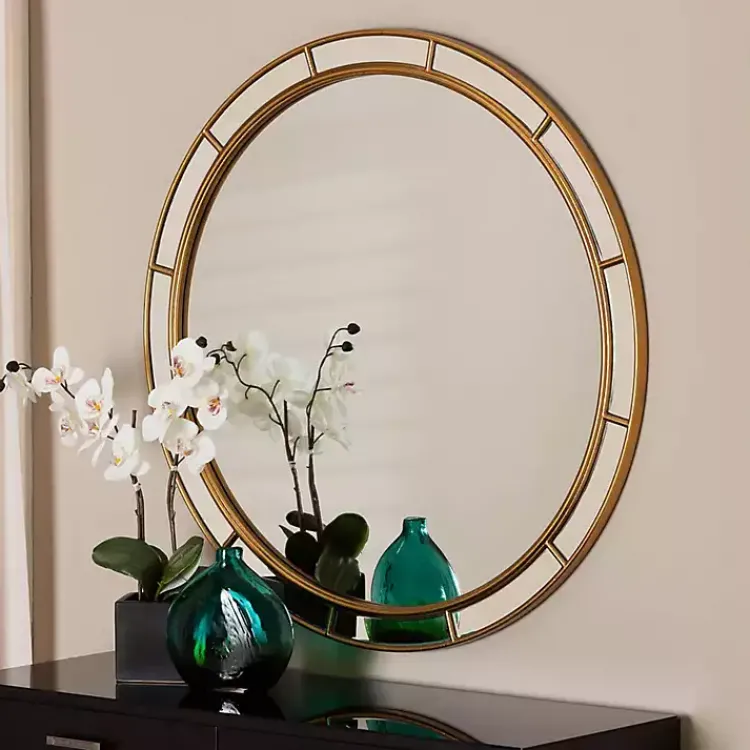 Decorative Mirrors-Kirklands Home Antique Goldleaf Round Wall Mirror