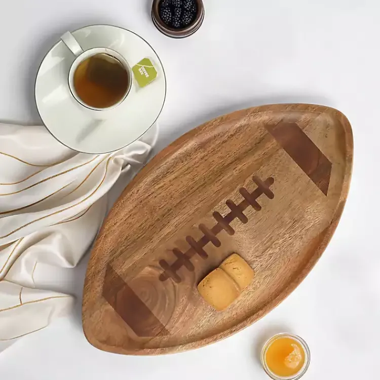 Serving & Entertaining-Kirklands Home Football Shaped Acacia Wood Serving Board Brown