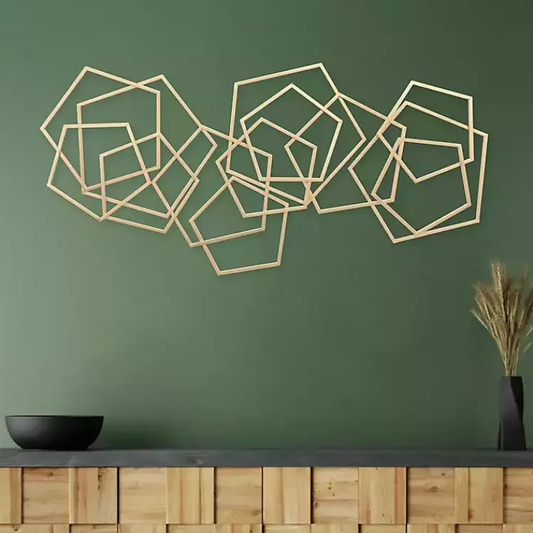 Wall Plaques-Kirklands Home Astraga Pentagon Plaque Gold