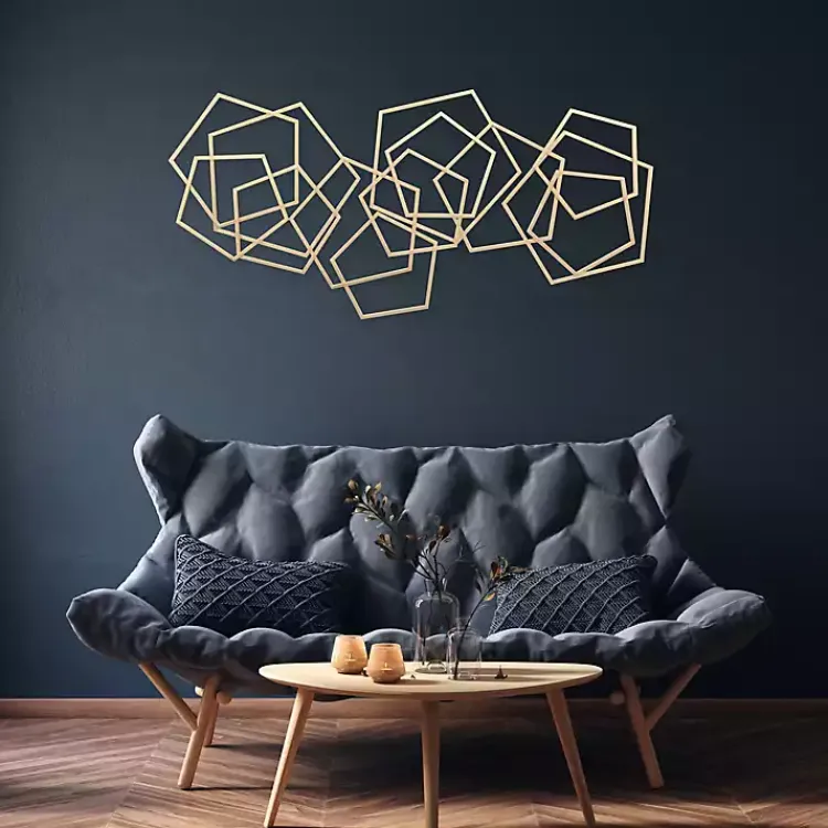 Wall Plaques-Kirklands Home Astraga Pentagon Plaque Gold