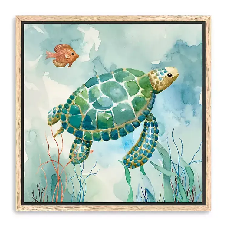 Canvas Art-Kirklands Home Coral Bay Sea Turtle Framed Canvas Art Print
