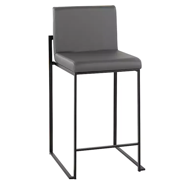 Bar Stools & Counter Height Stools-Kirklands Home Fiji Faux Leather Counter Stools, Set of 3 Gray