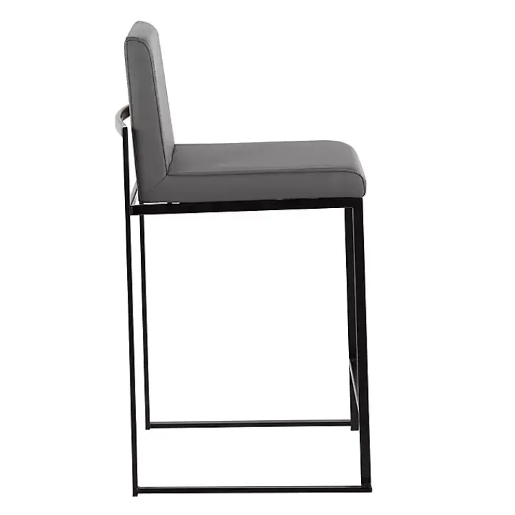 Bar Stools & Counter Height Stools-Kirklands Home Fiji Faux Leather Counter Stools, Set of 3 Gray