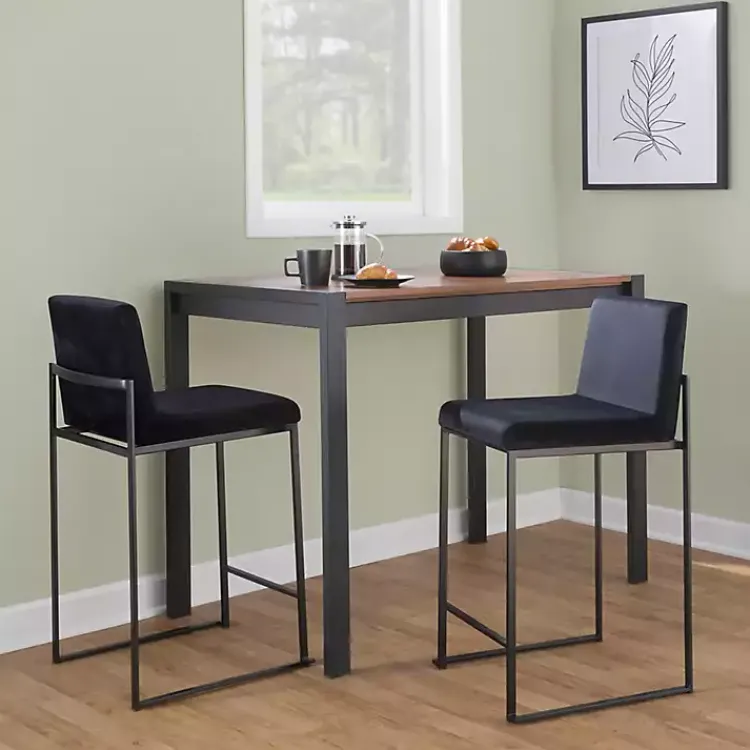 Bar Stools & Counter Height Stools-Kirklands Home Fiji Velvet Counter Stools, Set of 3 Black