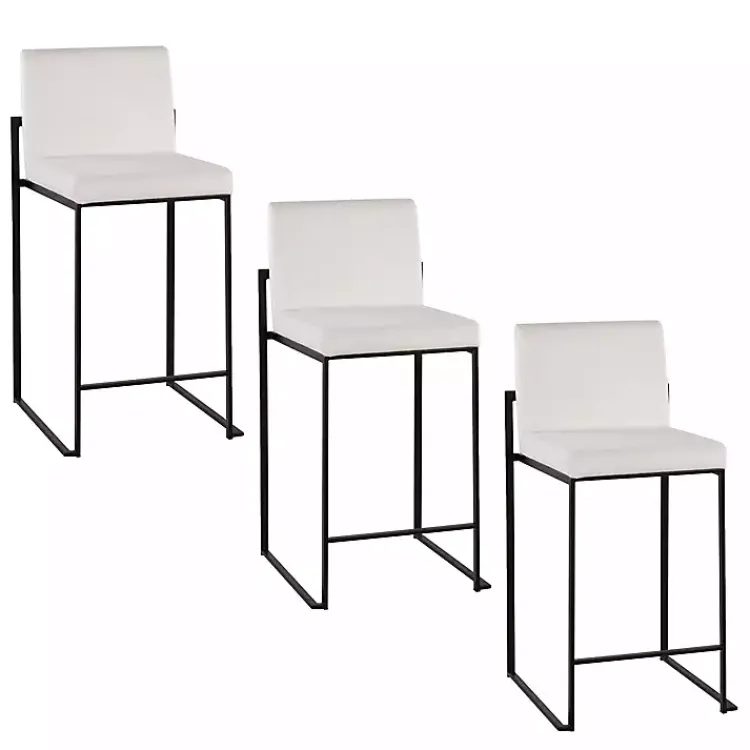 Bar Stools & Counter Height Stools-Kirklands Home Fiji Velvet Counter Stools, Set of 3 White