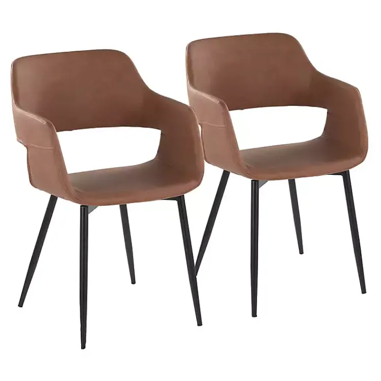 Dining Chairs-Kirklands Home Faux Leather Marge Dining Chairs, Set of 2 Brown