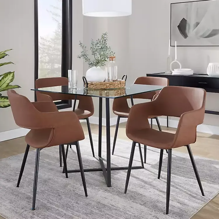 Dining Chairs-Kirklands Home Faux Leather Marge Dining Chairs, Set of 2 Brown