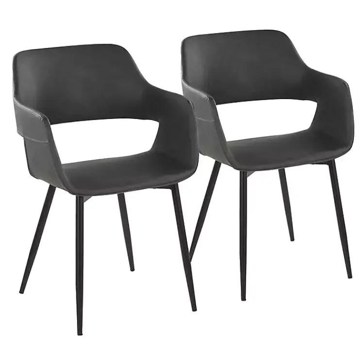 Dining Chairs-Kirklands Home Faux Leather Marge Dining Chairs, Set of 2 Gray