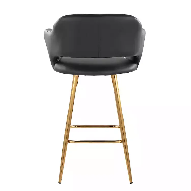 Bar Stools & Counter Height Stools-Kirklands Home Faux Leather Marge Counter Stools, Set of 2 Black