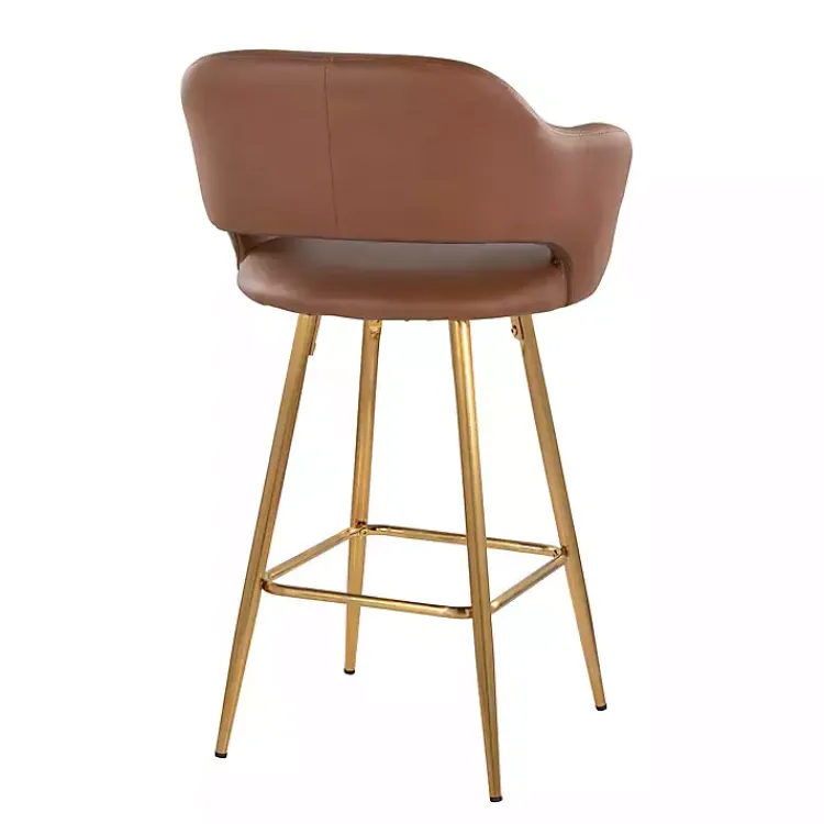 Bar Stools & Counter Height Stools-Kirklands Home Faux Leather Marge Counter Stools, Set of 2 Brown