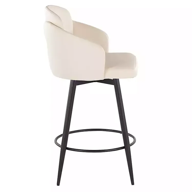 Bar Stools & Counter Height Stools-Kirklands Home Cream Faux Leather Swivel Counter Stools, Set of 2 White