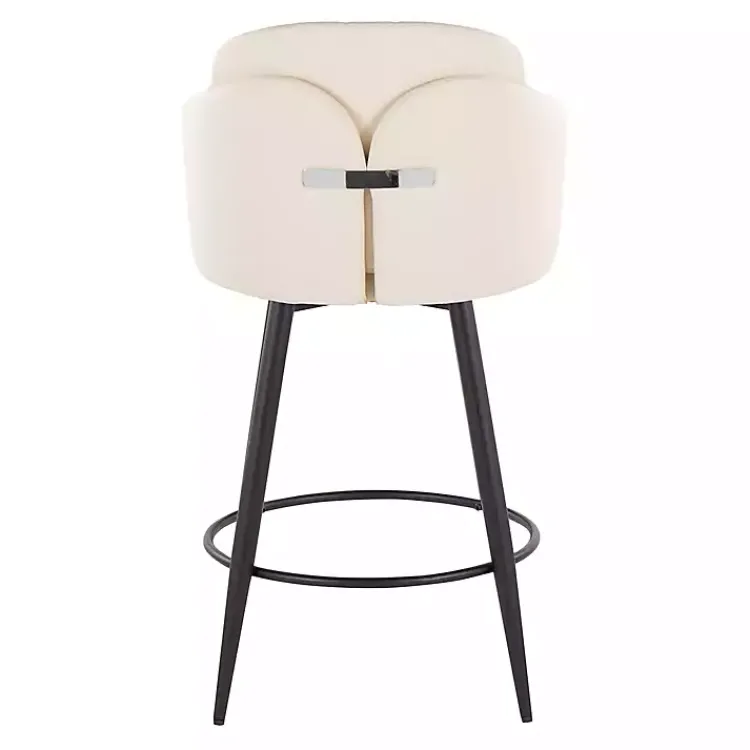 Bar Stools & Counter Height Stools-Kirklands Home Cream Faux Leather Swivel Counter Stools, Set of 2 White
