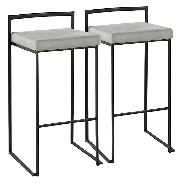 Bar Stools & Counter Height Stools-Kirklands Home Fiji Stackable Bar Stools, Set of 2 Gray