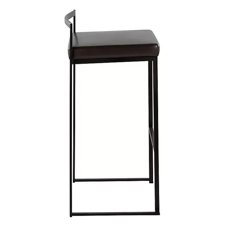 Bar Stools & Counter Height Stools-Kirklands Home Faux Leather Stackable Bar Stools, Set of 2 Brown
