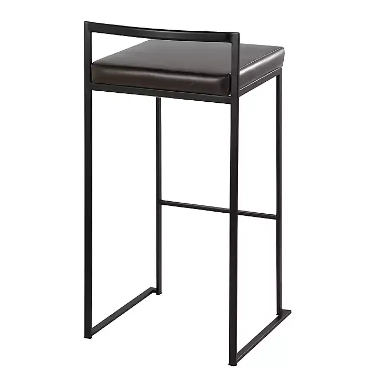 Bar Stools & Counter Height Stools-Kirklands Home Faux Leather Stackable Bar Stools, Set of 2 Brown