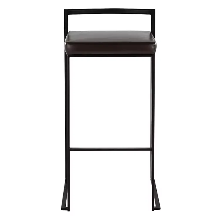 Bar Stools & Counter Height Stools-Kirklands Home Faux Leather Stackable Bar Stools, Set of 2 Brown