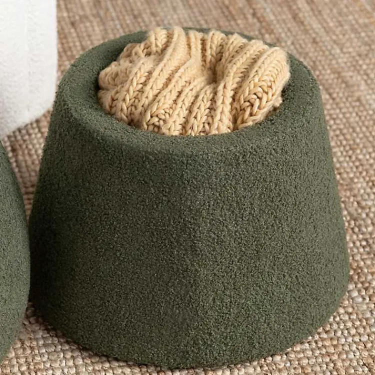 Benches & Ottomans-Kirklands Home Drak Boucle Mushroom Storage Ottoman Green