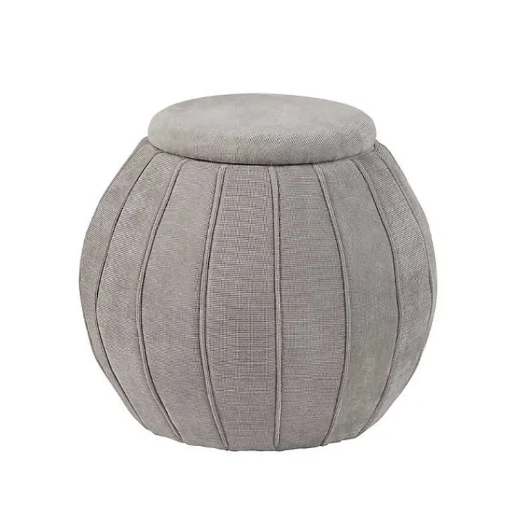 Benches & Ottomans-Kirklands Home Taupe Rounded Oval Storage Ottoman Gray
