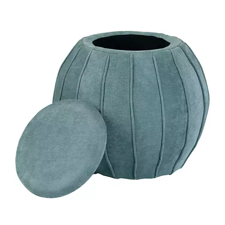 Benches & Ottomans-Kirklands Home Rounded Oval Storage Ottoman Blue