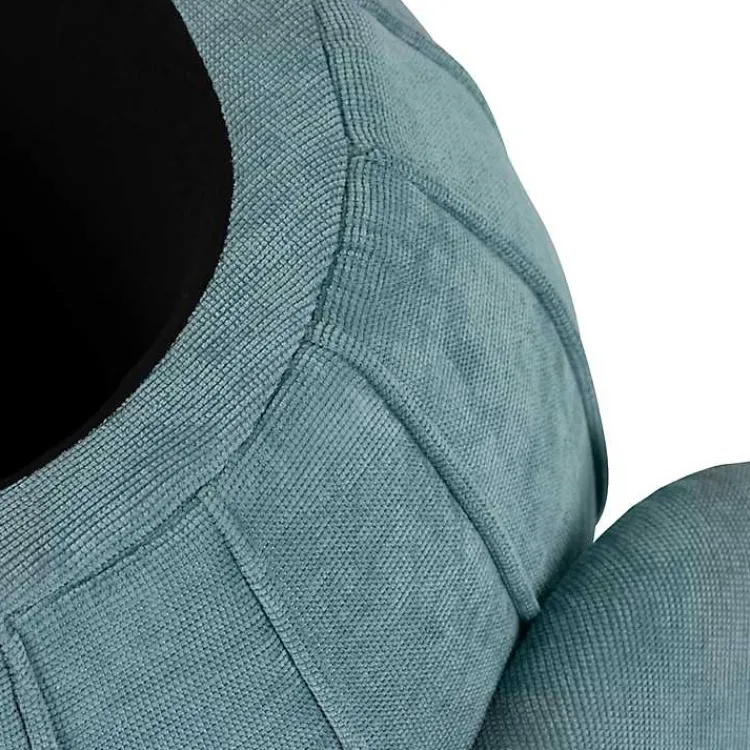 Benches & Ottomans-Kirklands Home Rounded Oval Storage Ottoman Blue