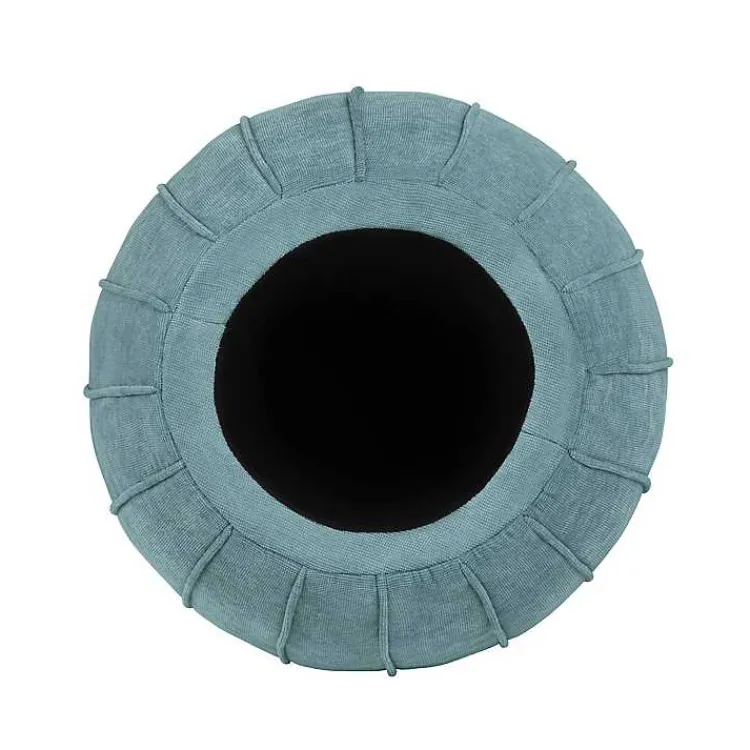 Benches & Ottomans-Kirklands Home Rounded Oval Storage Ottoman Blue