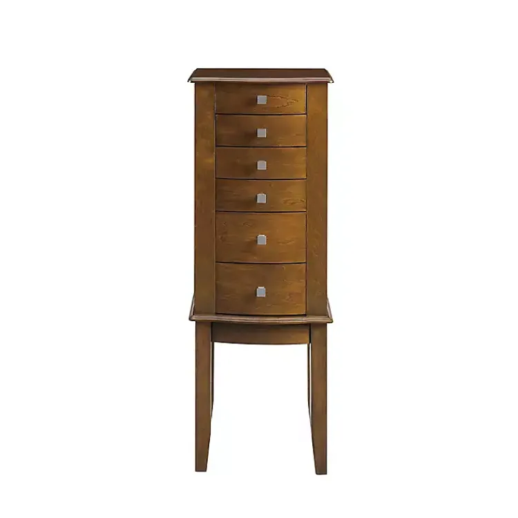 Dressers & Chests-Kirklands Home Walnut Wood 5-Drawer Zinnia Jewelry Armoire Brown