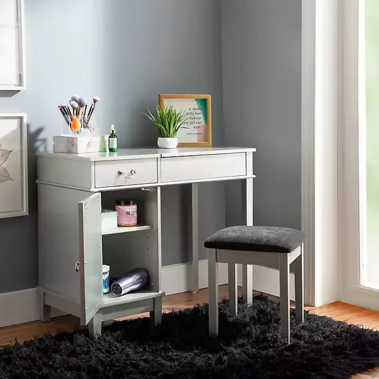 Dressers & Chests-Kirklands Home Silver Lattice Ella 2-pc. Vanity Set Gray