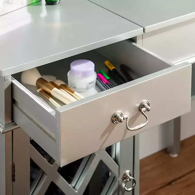 Dressers & Chests-Kirklands Home Silver Lattice Ella 2-pc. Vanity Set Gray