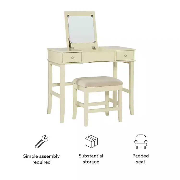 Dressers & Chests-Kirklands Home Cream Jennifer Flip-Top 2-pc. Vanity Set White