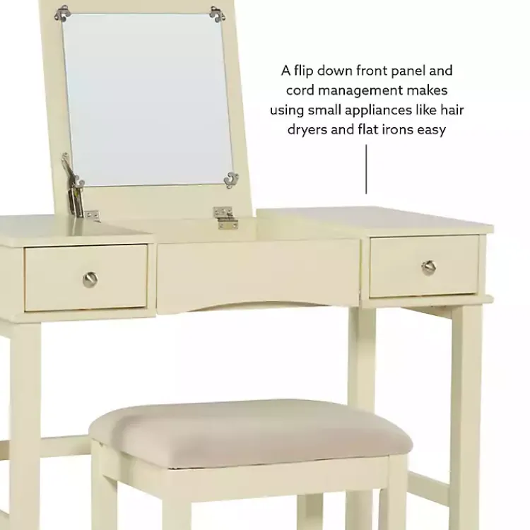 Dressers & Chests-Kirklands Home Cream Jennifer Flip-Top 2-pc. Vanity Set White