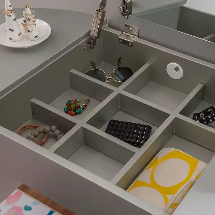 Dressers & Chests-Kirklands Home Silver Paloma Flip-Top 2-pc. Vanity Set Gray