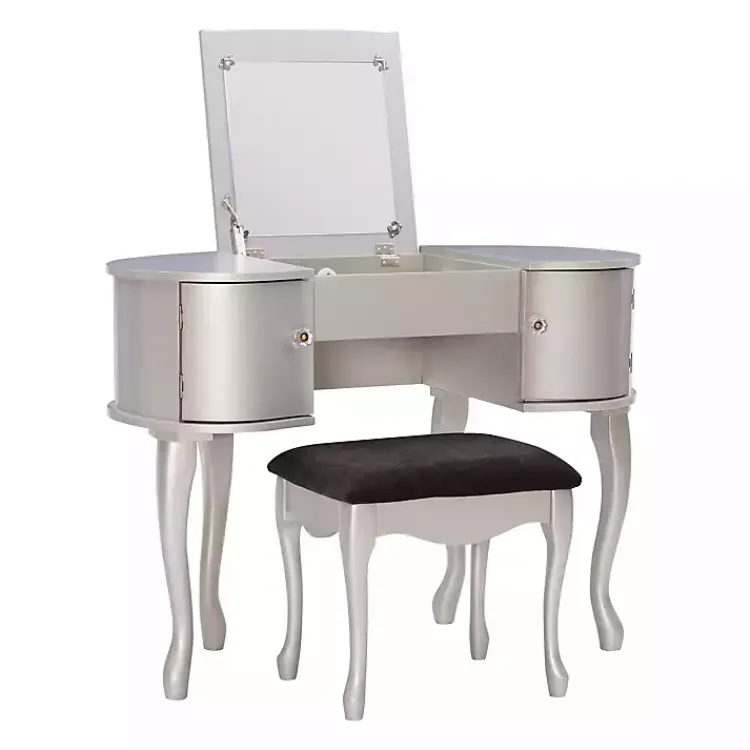 Dressers & Chests-Kirklands Home Silver Paloma Flip-Top 2-pc. Vanity Set Gray