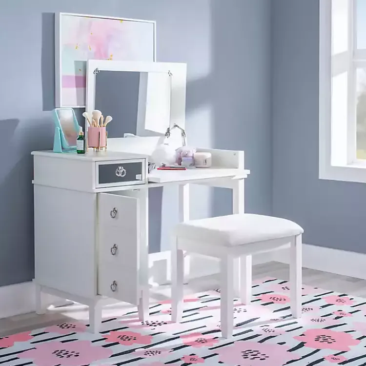 Dressers & Chests-Kirklands Home Eva Mirrored 2-pc. Vanity Set White